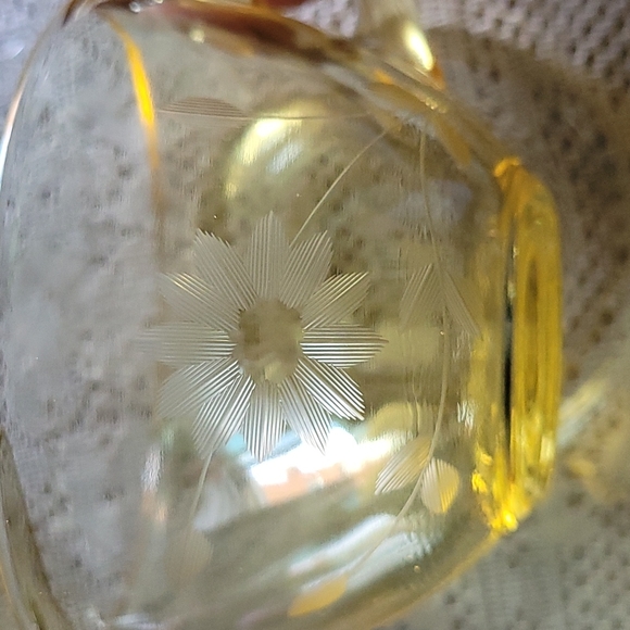 Set of Two Yellow Depression Glass Cup & Saucer - Picture 3 of 6